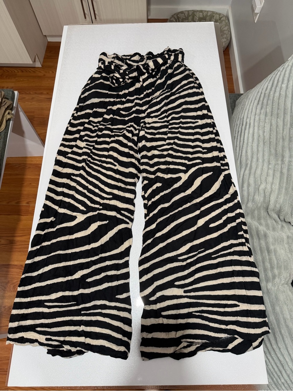 H&M Black & Cream Zebra-Stripe Wide Leg Pants